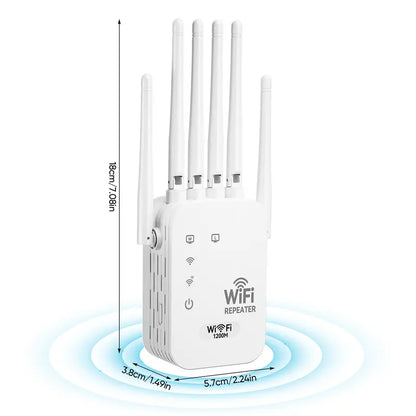 WiFi Extender 6-Antenna Strong Signal, 1200Mbps Dual Band (5GHz/2.4GHz)