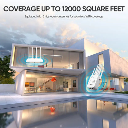 WiFi Extender 6-Antenna Strong Signal, 1200Mbps Dual Band (5GHz/2.4GHz)