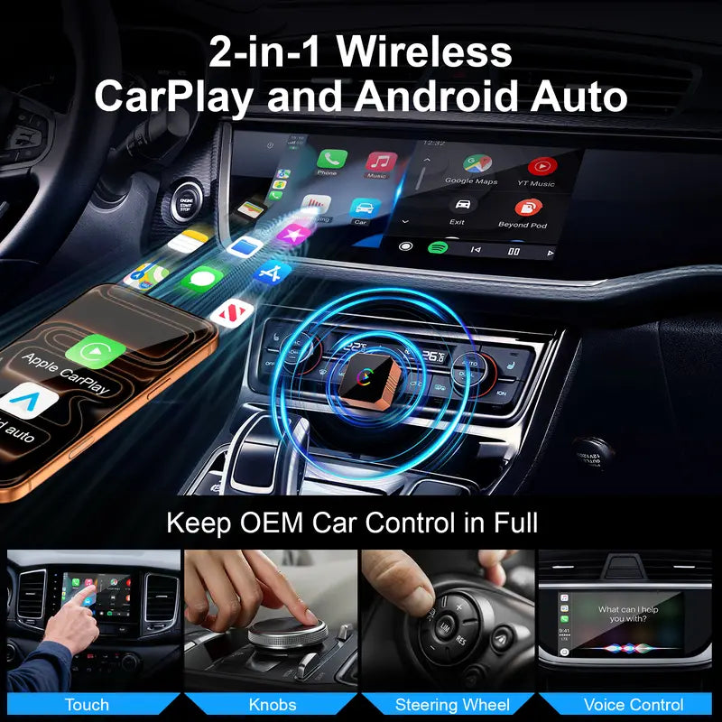 CarPlay 2026 Wireless Adapter for iPhone/Android